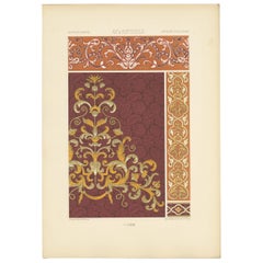 Pl. 73 Grabado antiguo de ornamentos de los siglos XVI y XVII de Racinet hacia 1890