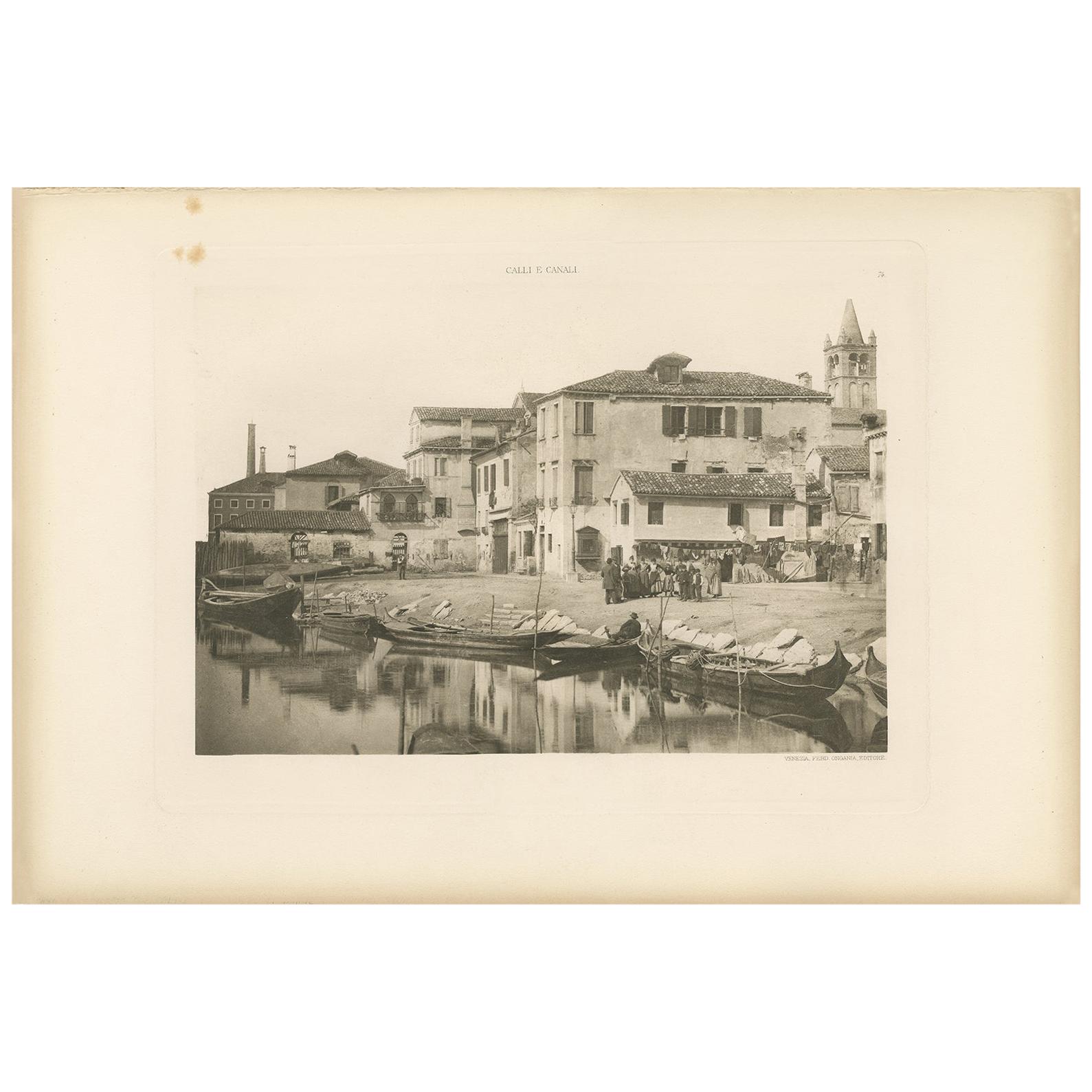 Pl. 74 Antique Print of St. Martha's Square in Venice, circa 1890