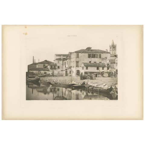 Pl. 74 Antique Print of St. Martha's Square in Venice, circa 1890