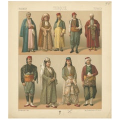 Pl. 75 Antiker Druck türkischer Kostüme von Racinet, um 1880