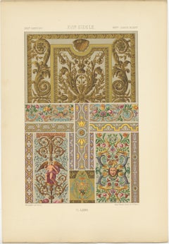 Pl. 76 Antique Print of XVIIth Century Ornaments by Racinet (c.1890)