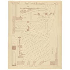 Pl. 77 Antique Print of Furniture Details by Kramer, circa 1910