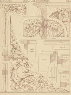 Pl. 78 Antique Print of Furniture Details by Kramer, circa 1910