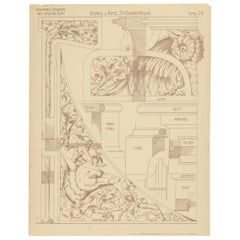 Pl. 78, antiker Druck von Möbeldetails von Kramer, um 1910