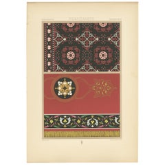 Pl. 79 Impresión antigua de diseños de alfombras renacentistas de Racinet, circa1890