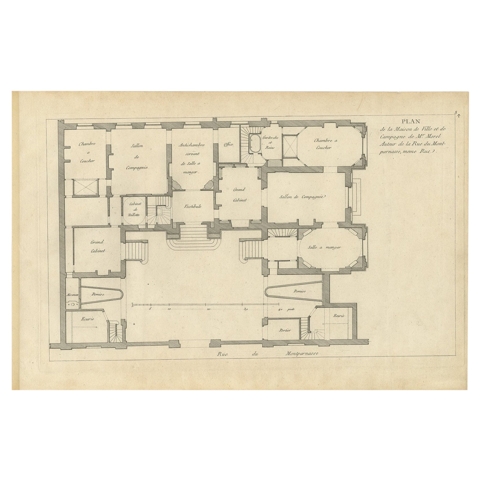 Pl. 8 Antikes Plan des Hauses von Mr. Morel von Le Rouge, um 1785