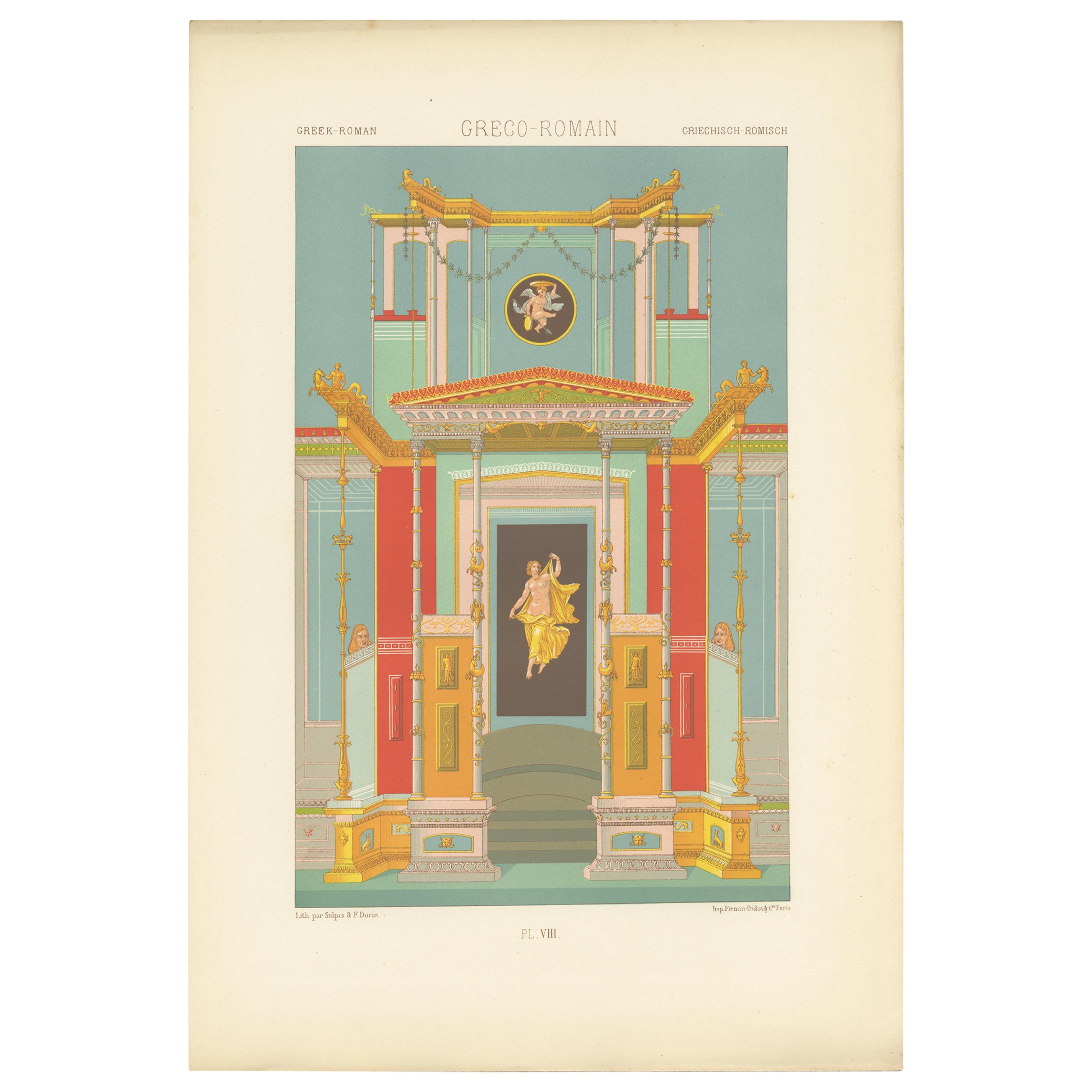 Pl. 8 Antique Print of Greek - Roman Ornaments by Racinet 'circa 1890'