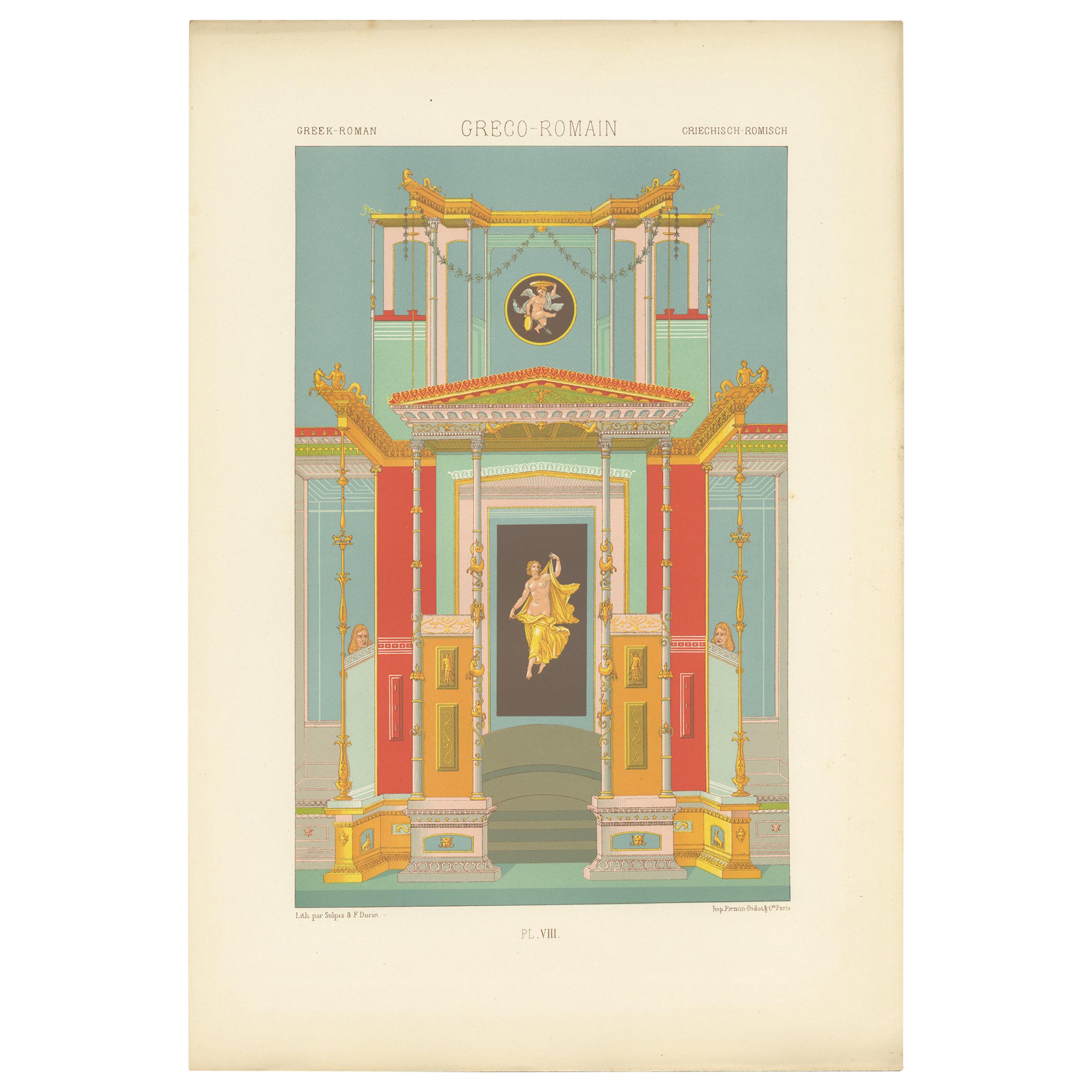Pl. 8 Stampa antica di ornamenti greco-romani di Racinet 'circa 1890'