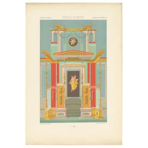 Antique Chromolithograph Print of Greek Roman Ornaments, Circa 1890