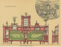 Pl. 8 Antique Print of Salon Furniture by Kramer 'circa 1910'