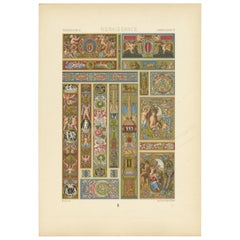 Pl. 82 Antique Print of Renaissance Ornaments from Italian, Racinet 'circa 1890'