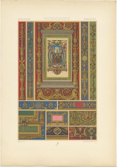 Pl. 83 Antique Print of Renaissance Jewelry Designs by Racinet, circa 1890