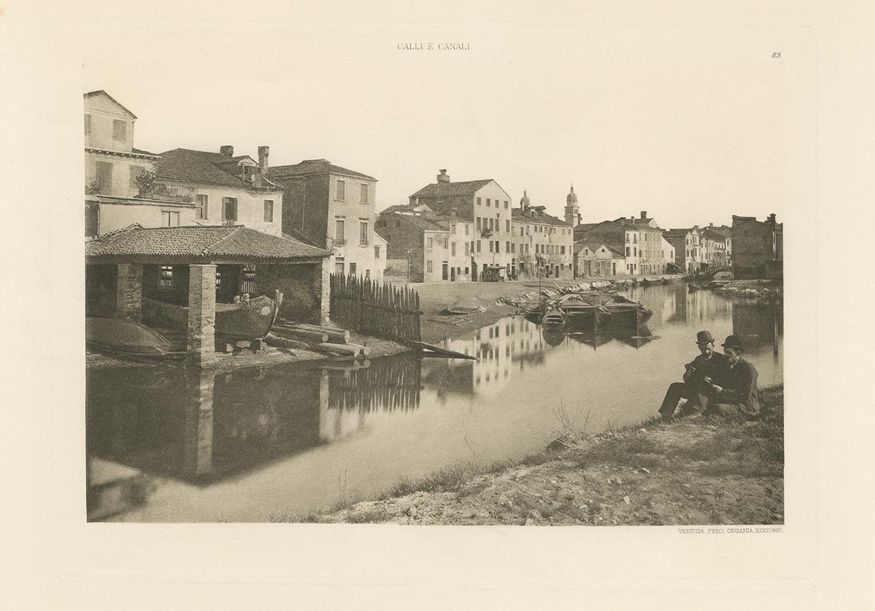 Photogravure of the square of S. Martha, Venice, Italy. This print originates from 'Calli e Canali - Streets and Canals in Venice edited by Ferdinand Ongania'. Published circa 1890.