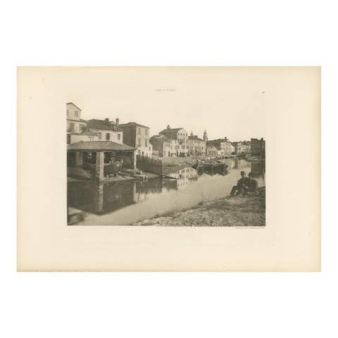 Pl. 83 Antique Print of the Square of S. Martha in Venice 'circa 1890'