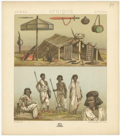 Antique Print of African Encampments Racinet, 'circa 1880'