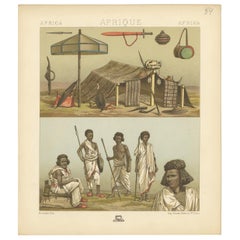 Pl. 84 Antique Print of African Encampments Racinet, 'circa 1880'