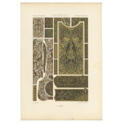 Pl. 84 Antiker Druck von Racinet (ca. 1890) mit Ornamenten aus dem 16. und XVIII. Jahrhundert