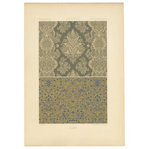 Pl. 85 Antique Print of XVIIth Century Ornaments by Racinet, circa 1890