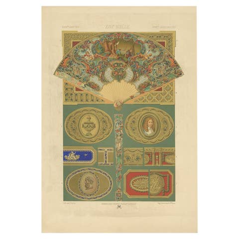 Pl. 88 Antique Print of Decorative Art in the 18th Century by Racinet, 1869