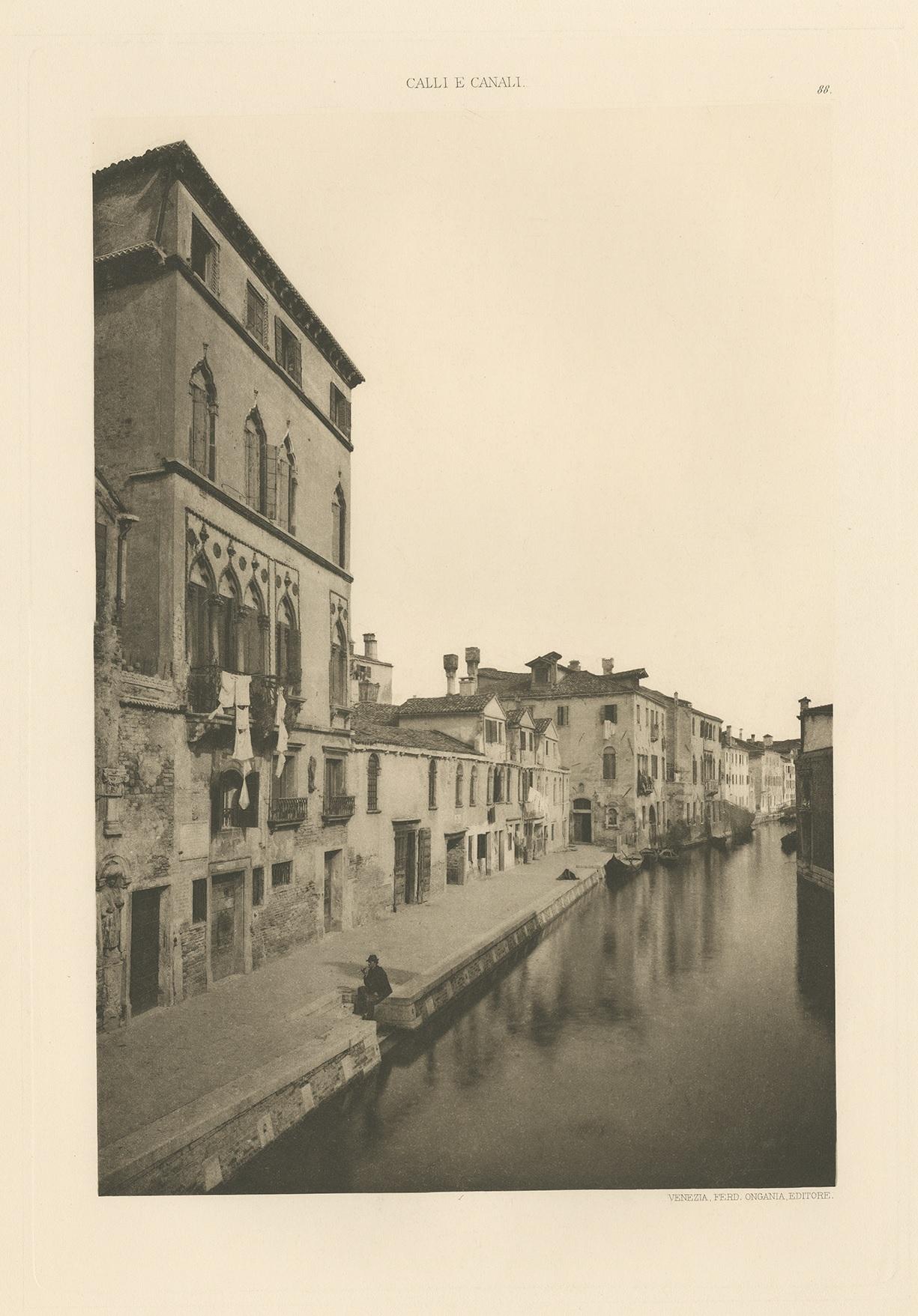 Photogravure of the Tintoretto House in Venice. The house in which Jacopo Robusti, surnamed the Tintoretto, lived from 1574 till his death in 1594. It is located close to the Campo dei Mori in the protected district of Cannaregio.

This print