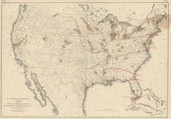 Pl. 9 Antique Map of the Air Movement of the United States by Walker '1874'