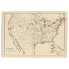 Pl. 9 Antique Map of the Air Movement of the United States by Walker '1874'