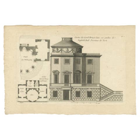 Pl. 9 Antique Print of the Casino of Lord Bruce by Le Rouge, c.1785