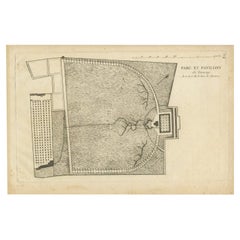 Pl. 9 Antique Print of the Park and Pavilion of Taverny by Le Rouge, c.1785
