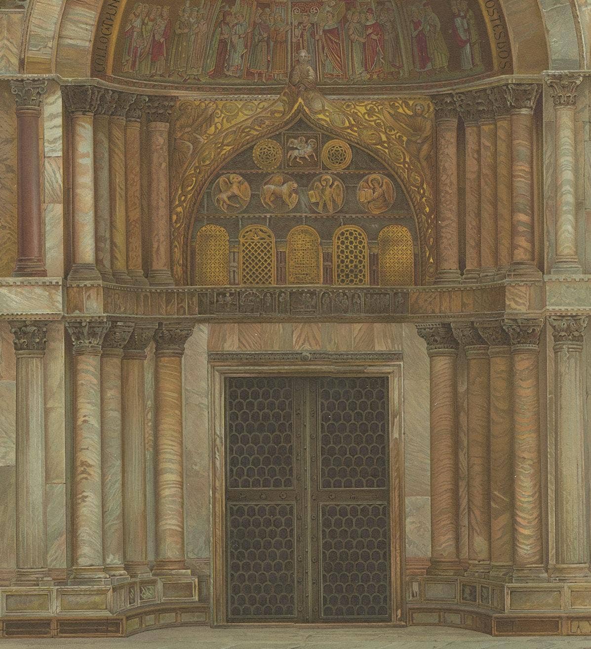 Antique Print of the Portal of Sant'Alipio of the Basilica of San Marco