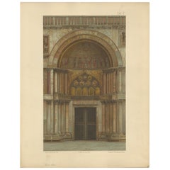 Grabado antiguo del Portal de San Alipio de la Basílica de San Marcos
