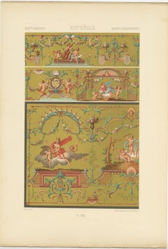 Pl. 91 Antique Print of XVIIIth Century Ornaments by Racinet, circa 1890