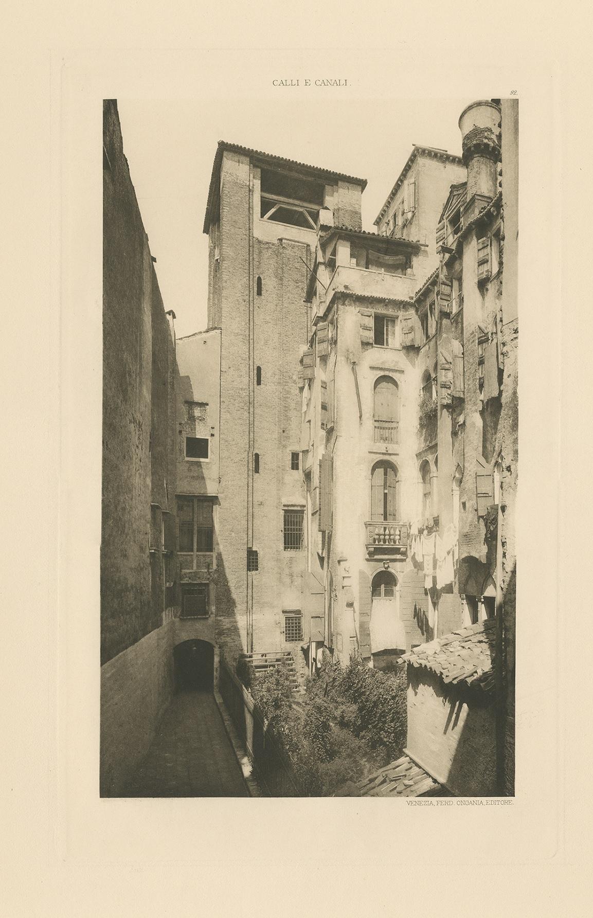 Antiker Druck des Glockenturms von San Salvador in Venedig, Italien, um 1890 im Zustand „Gut“ im Angebot in Langweer, NL