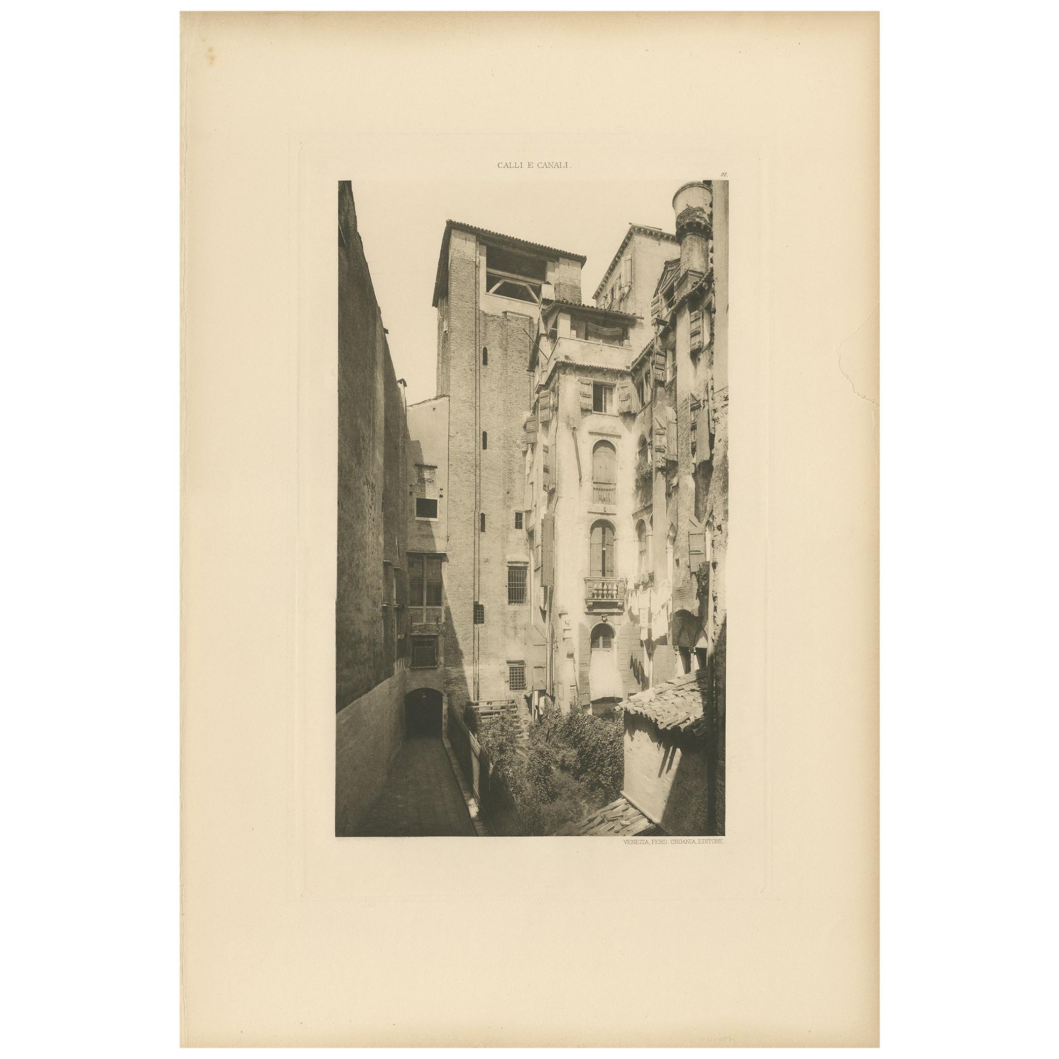 Antiker Druck des Glockenturms von San Salvador in Venedig, Italien, um 1890