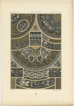 Pl. 93 Print of 16th Century Motifs Limoges Enamels by Racinet, circa 1890