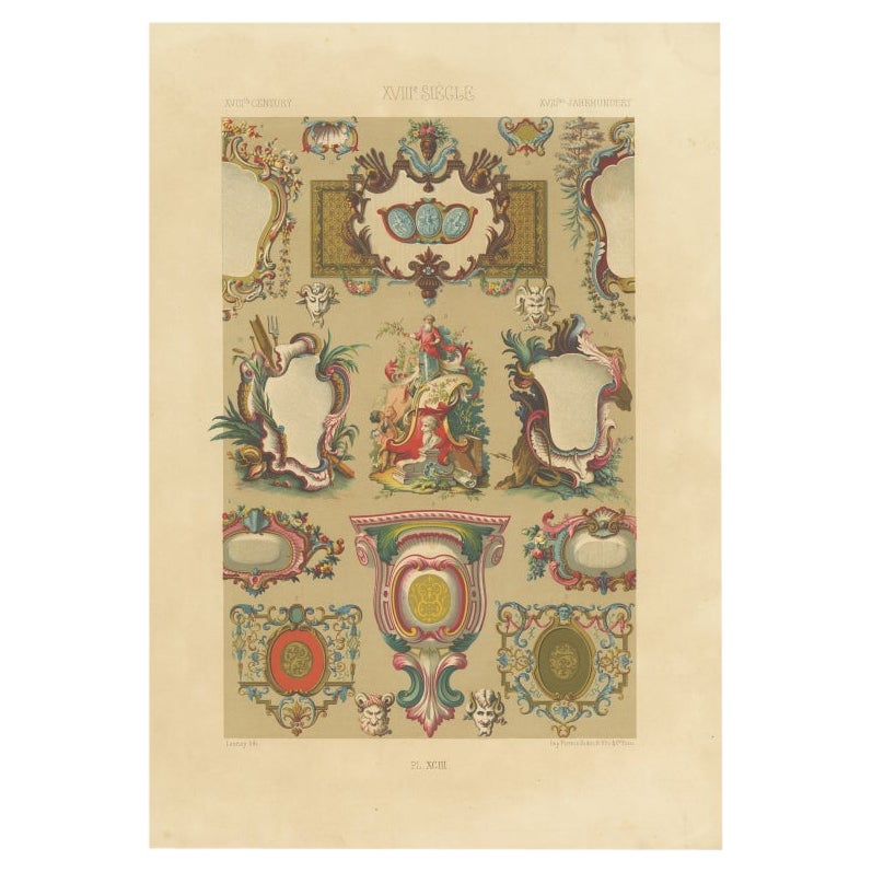 Pl. 93 Stampa antica di Art Decor nel 18° secolo di Racinet, 1869