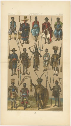 Antique Print of African Armaments Racinet, circa 1880