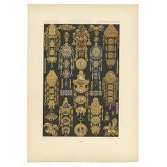 Pl. 94 Antique Print of XVIIth, XVIIIth Century Ornaments by Racinet (c.1890)