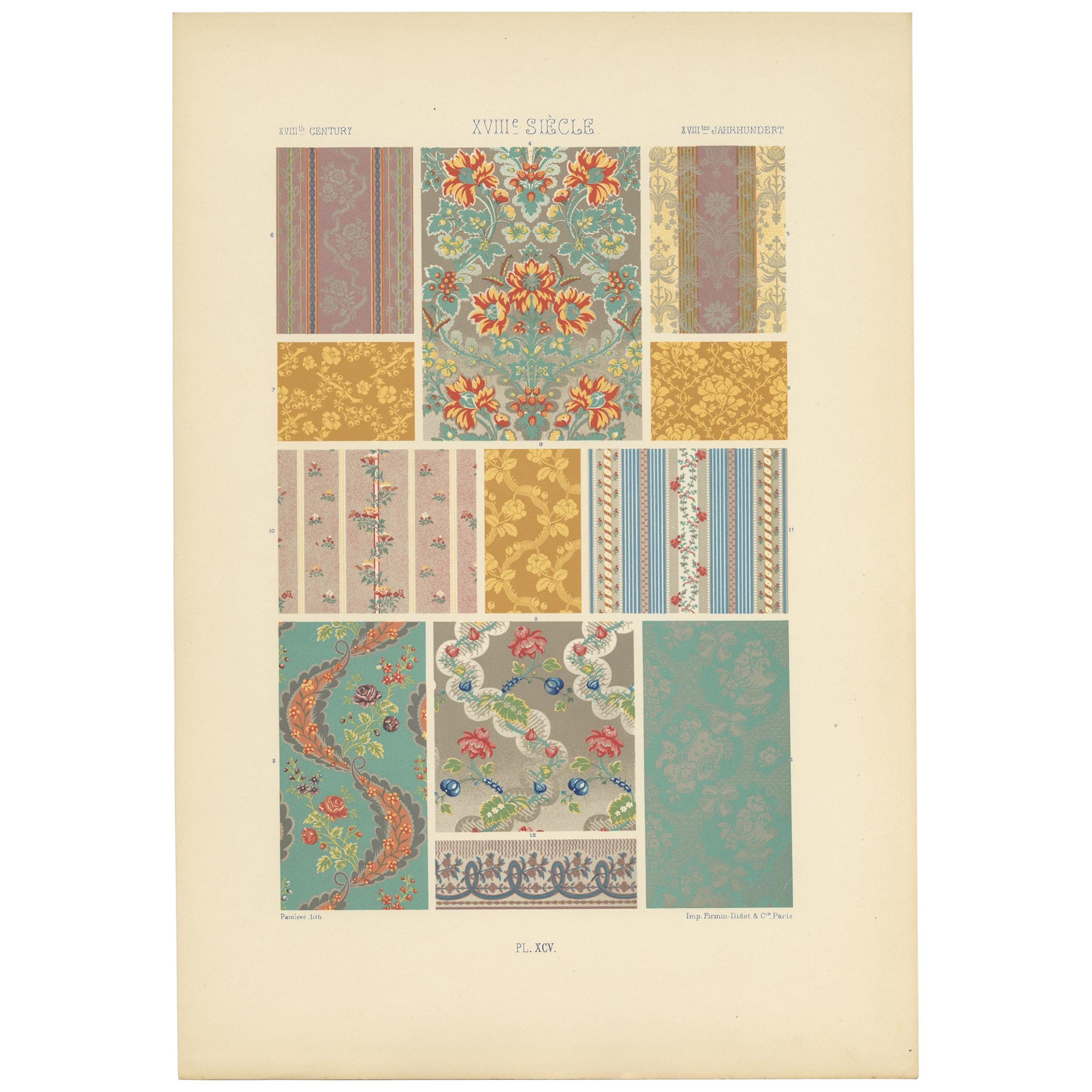 Pl. 95 Antique Print of XVIIIth Century Ornaments by Racinet, circa 1890