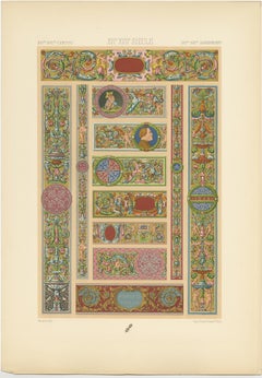 Pl. 97 Antique Print of 16th Century Italian Decorations by Racinet, circa 1890