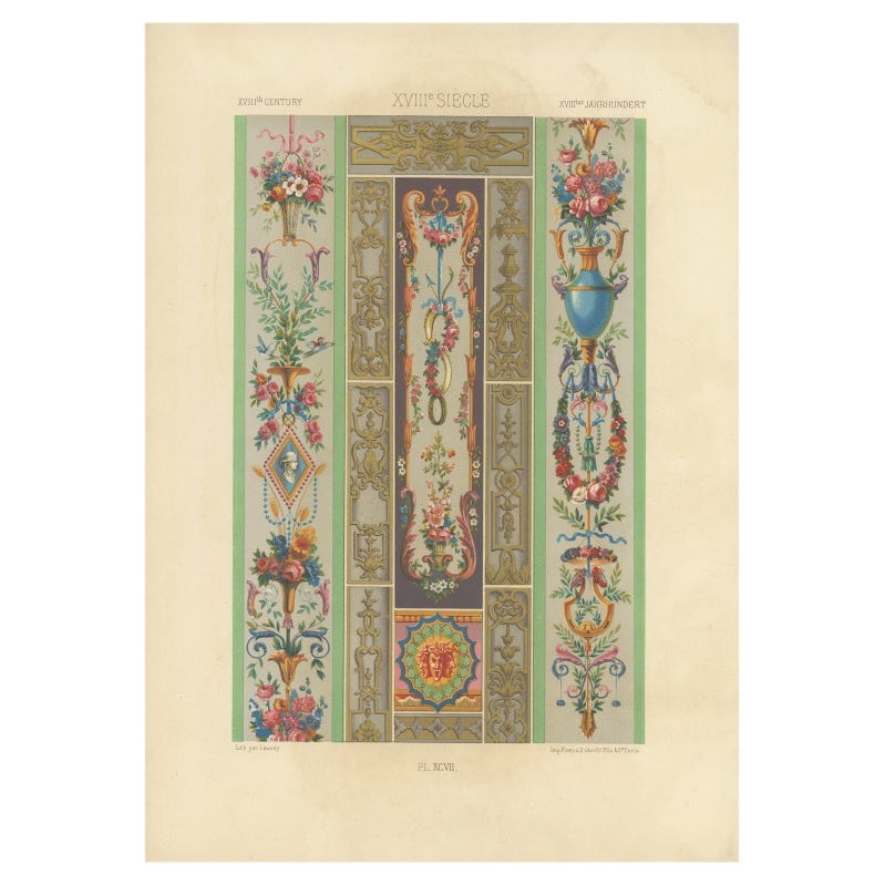 Pl. 97 Stampa antica di Art Decor nel 18° secolo di Racinet, 1869
