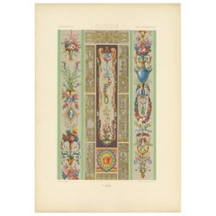Impression ancienne d'ornements du XVIIIe siècle par Racinet, Pl. 97, vers 1890
