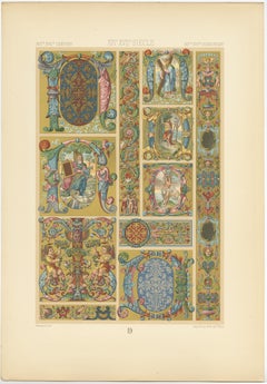 Pl. 98 Antique Print of 16th-17thCentury Italian Decorations by Racinet