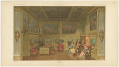 Antique Print of French 17th Century Office, 'circa 1880'