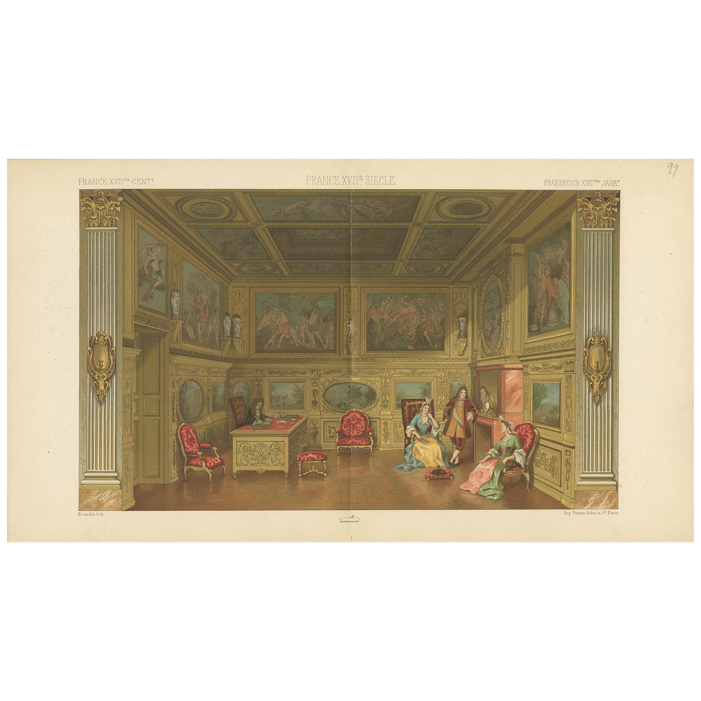 Antique Print of French 17th Century Office, 'circa 1880' For Sale