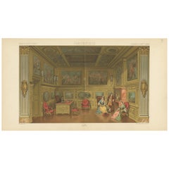 Antique Print of French 17th Century Office, 'circa 1880'