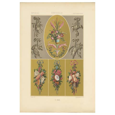 Pl. 99 Antique Print of XVIIIth Century Ornaments by Racinet, circa 1890
