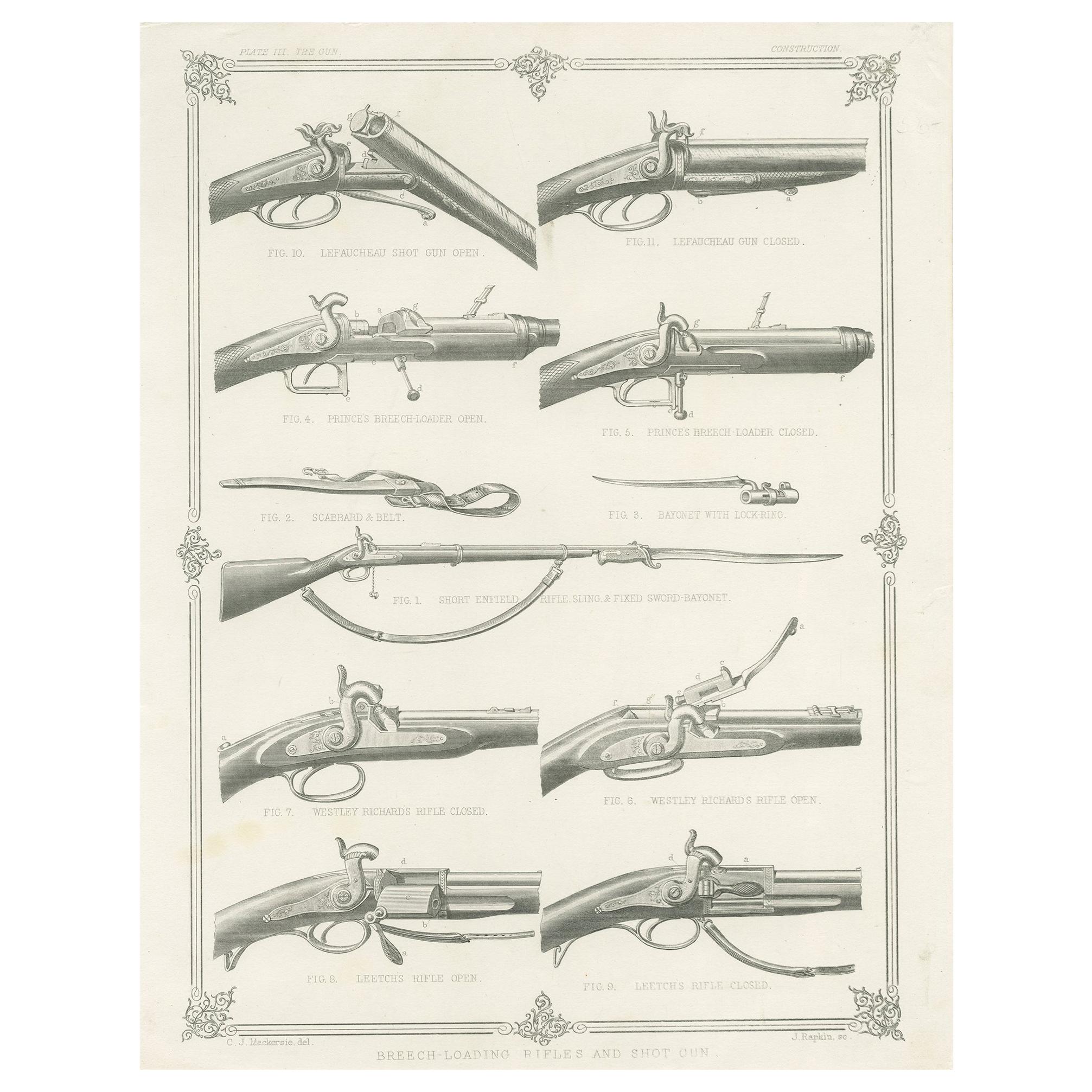 Pl. III Breech-Loading Rifles and Shot Gun by Rapkin, circa 1855