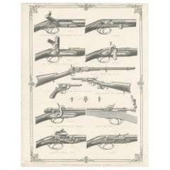 Antique Pl. IV Breechloading and Revolving Rifles by Rapkin, circa 1855