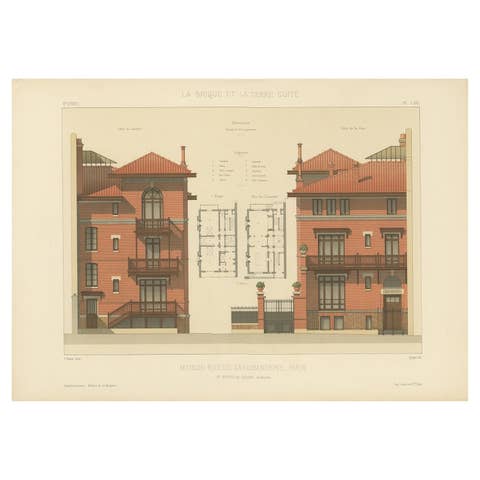 Antique Print of Maison Rue de la Faisanderie, Paris by Sellier de Gisors, 1900