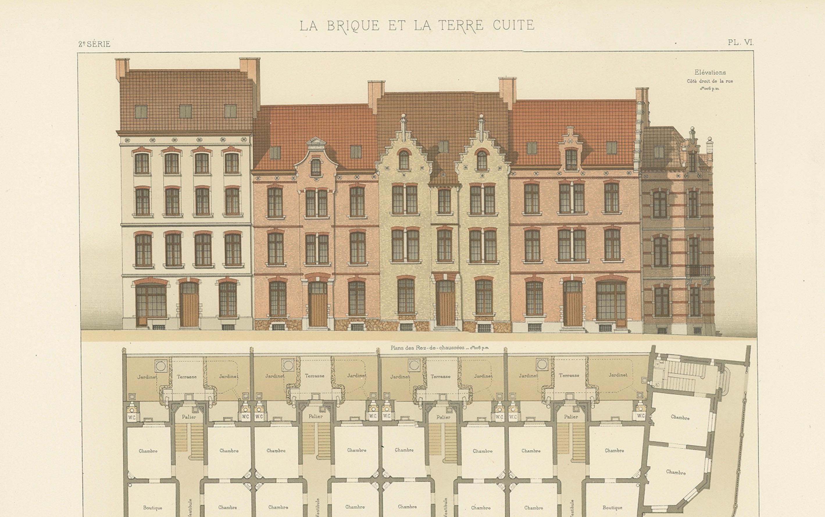 Carta Pl. VI Habitations Ouvrières a Laeken, Chabat, 1900 ca. in vendita